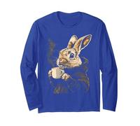 Sudadera con Capucha de Conejo de café Acogedor Bebiendo café Lindo Anima Manga Larga, Unisex para Adultos, Azul Real, XL