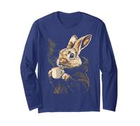 Sudadera con Capucha de Conejo de café Acogedor Bebiendo café Lindo Anima Manga Larga, Unisex para Adultos, Azul Marino, S