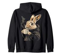 Sudadera con Capucha de Conejo de café Acogedor Bebiendo café Lindo Anima Sudadera con Capucha