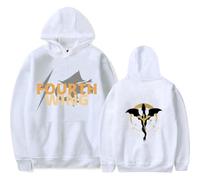 Sudadera con capucha de cuarta ala, unisex, informal, de moda, estilo urbano, de manga larga, blanco, M