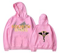 Sudadera con capucha de cuarta ala, unisex, informal, de moda, estilo urbano, de manga larga, rosa, S