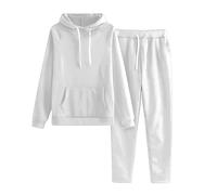 Sudadera con capucha de dos piezas para mujer y pantalones de chándal con capucha de 2 piezas, traje deportivo largo de tallas grandes, traje de chándal de algodón monocolor, ropa de calle con