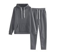 Sudadera con capucha de dos piezas para mujer y pantalones de chándal con capucha de 2 piezas, traje deportivo largo de tallas grandes, traje de chándal de algodón monocolor, ropa de calle con