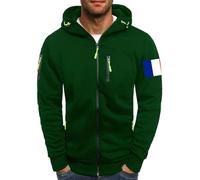 Sudadera con capucha de felpa de espuma para hombre, informal, a la moda, color liso, holgada, para el trabajo, deportes, fitness, verde, L