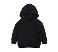 Sudadera con capucha de forro polar cepillado suave para niños y niñas, sudadera básica de algodón sólido con capucha, Negro, 10-11 años