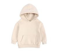 Sudadera con capucha de forro polar cepillado suave para niños y niñas, sudadera básica de algodón sólido con capucha, caqui, 12-13 años