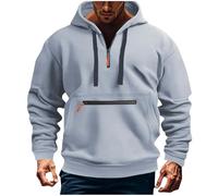 Sudadera con capucha de forro polar con media cremallera para hombre, sudadera de trabajo de manga larga, sudadera clásica, casual, cálida, con cordón, sudadera con capucha acanalada, sudaderas de