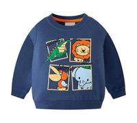 Sudadera con capucha de forro polar para chicos con estampado de animales, sudadera suave de invierno para invierno, sudadera informal de manga larga como atuendo cálido, azul, 10 años