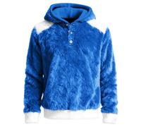 Sudadera con capucha de forro polar, reversible, cremallera completa, suave, cálida, sudadera de invierno, acogedora, informal, ropa de calle, deportiva, ajuste cómodo, azul celeste, S