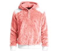 Sudadera con capucha de forro polar, reversible, cremallera completa, suave, cálida, sudadera de invierno, acogedora, informal, ropa de calle, deportiva, ajuste cómodo, Rosa claro., XXL
