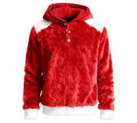 Sudadera con capucha de forro polar, reversible, cremallera completa, suave, cálida, sudadera de invierno, acogedora, informal, ropa de calle, deportiva, ajuste cómodo, rojo, S
