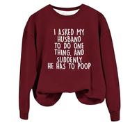 Sudadera con capucha de gran tamaño con cremallera para mujer, con texto en inglés "Husband To Do One Thing", camisetas de manga larga para otoño, sudaderas de gran tamaño para mujer, rosso, S