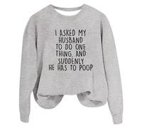Sudadera con capucha de gran tamaño con cremallera para mujer, con texto en inglés "Husband To Do One Thing", camisetas de manga larga para otoño, sudaderas de gran tamaño para mujer, gris, S