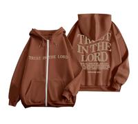 Sudadera con capucha de gran tamaño con cremallera Trust In The Lord para mujer, cómoda, con cordón, forro polar con capucha, chaquetas Y2K, gráfico de Jesús, ropa cristiana esencial, moderna, vintage