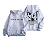 Sudadera con capucha de gran tamaño con cremallera Trust In The Lord para mujer, cómoda, con cordón, forro polar con capucha, chaquetas Y2K, gráfico de Jesús, ropa cristiana esencial, moderna, vintage