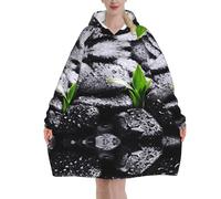 Sudadera con capucha de gran tamaño con diseño de gotas de lluvia sobre roca, para mujer, manta mullida de sherpa para mujer, manta de forro polar para hombre