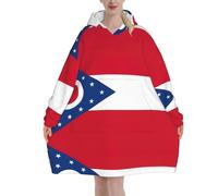 Sudadera con capucha de gran tamaño con la bandera del estado de Ohio para mujer, manta mullida de sherpa para mujer, manta de forro polar para hombre