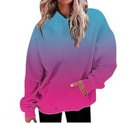 Sudadera con capucha de gran tamaño para mujer, color degradado, con bolsillo, informal, holgada, para otoño e invierno, hot pink, XXL