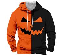 Sudadera con capucha de Halloween para hombre, diseño de retazos, sudaderas con bloques de color, sudadera de manga larga con temática de Halloween, suéteres con estampado de calabaza, disfraces de