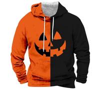 Sudadera con capucha de Halloween para hombre, diseño de retazos, sudaderas con bloques de color, sudadera de manga larga con temática de Halloween, suéteres con estampado de calabaza, disfraces de