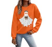 Sudadera con capucha de Halloween para mujer, ligera, de gran tamaño, de manga larga, a la moda, ajuste holgado, con capucha de fantasmas, estampados gráficos, sudadera con capucha de manga larga