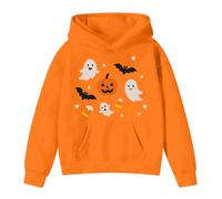 Sudadera con Capucha de Halloween para niños, Manga Larga, Estampado de Calabaza, Chaqueta Polar acogedora para niñas y niños157