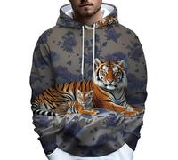 Sudadera con Capucha de Hombre con Estampado gráfico de Tigre y león Chaqueta con Capucha de Moda Casual Camiseta de Manga Larga con Bolsillo