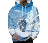 Sudadera con Capucha de Hombre con Estampado gráfico de Tigre y león Chaqueta con Capucha de Moda Casual Camiseta de Manga Larga con Bolsillo