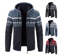 Sudadera con capucha de invierno para hombre, forro polar, cárdigan de punto, suéter grueso, cuello alto, manga larga, forro polar, abrigo de invierno con cremallera completa, manga larga, delgada