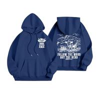 Sudadera con capucha de invierno para mujer, con texto en inglés "Follow Words Instead Of Flock", azul, S