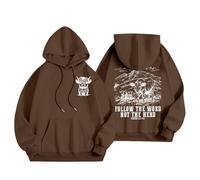 Sudadera con capucha de invierno para mujer, con texto en inglés "Follow Words Instead Of Flock", marrón, XXL