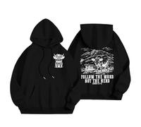 Sudadera con capucha de invierno para mujer, con texto en inglés "Follow Words Instead Of Flock", Negro, XL