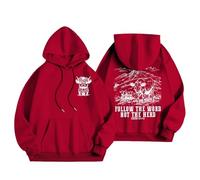 Sudadera con capucha de invierno para mujer, con texto en inglés "Follow Words Instead Of Flock", rosso, L