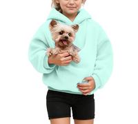 Sudadera con capucha de invierno para niña con bolsillo de canguro y bolsa para llevar animales, ofreciendo un espacio de almacenamiento gigante (azul, 160)