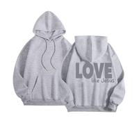 Sudadera con capucha de Jesús Love Like Jesus, estética para mujer, Y2K, cristiana de moda, con capucha, diseño gráfico personalizado, casual, cuello redondo, manga larga, Dios, gris, S