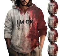 Sudadera con capucha de lino para hombre, de manga larga, con diseño de salpicaduras sangrientas, ropa deportiva, disfraces de vacaciones, para adultos, Es Ist Nicht, 5XL