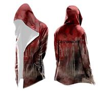 Sudadera con capucha de longitud media para hombre, con estampado de salpicaduras de sangre, abrigo de algodón para LARP, Halloween, cosplay, manga larga, con capucha, con capucha, estampado
