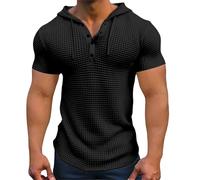 Sudadera con Capucha de Manga Corta para Hombre, Corte Ajustado, Ligera, con cordón Ajustable, Camiseta sin Mangas de Manga Corta, Color Negro, Talla XX Large