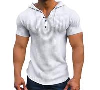 Sudadera con Capucha de Manga Corta para Hombre, Corte Ajustado, Ligera, con cordón Ajustable, Camiseta sin Mangas de Manga Corta, Color Blanco, Talla XX Large