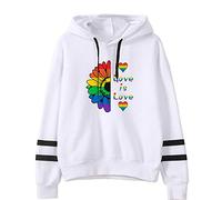 Sudadera con Capucha de Manga Larga Casual para Hombre Mujer LGBT Gay Orgullo Arco Iris Lesbian Pullover Sudaderas Love is Love Pride Month