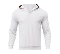 Sudadera con capucha de manga larga con costuras a cuadros para hombre, Casual Deportivo Otoño e Invierno Sudadera Calentada, Color blanco., S