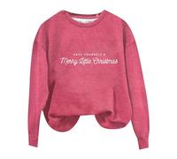 Sudadera con capucha de manga larga con cuello redondo y texto "Christmas Have Yourself A Merry Little Christmas" para mujer, color azul, Rosa intenso., XL