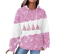 Sudadera con capucha de manga larga con cuello redondo y texto "Christmas Have Yourself A Merry Little Christmas" para mujer, pantalones cortos para adolescentes y niñas, rojo, XL