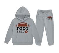 Sudadera con capucha de manga larga para chico con pantalones, cálido y sólido, chándal para ropa deportiva y casual (gris, 8-9 años)