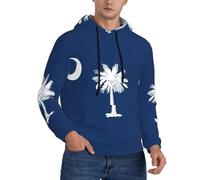Sudadera con capucha de manga larga para hombre, con estampado de la bandera de Carolina del Sur, perfecta para primavera, otoño e invierno, Negro, 4XL