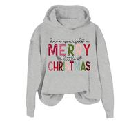 Sudadera con capucha de manga larga para mujer, con cremallera frontal, con texto en inglés "Have Your Self A Merry Little Crismas", Hardrock Cafe Hoodie, gris, 3XL