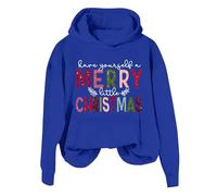 Sudadera con capucha de manga larga para mujer, con cremallera frontal, con texto en inglés "Have Your Self A Merry Little Crismas", Hardrock Cafe Hoodie, azul, S
