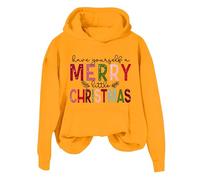Sudadera con capucha de manga larga para mujer, con cremallera frontal, con texto en inglés "Have Your Self A Merry Little Crismas", Hardrock Cafe Hoodie, amarillo, XXL
