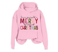 Sudadera con capucha de manga larga para mujer, con cremallera frontal, con texto en inglés "Have Your Self A Merry Little Crismas", Hardrock Cafe Hoodie, Rosa., L