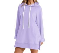 Sudadera con capucha de manga larga para mujer de color liso con capucha, morado, M